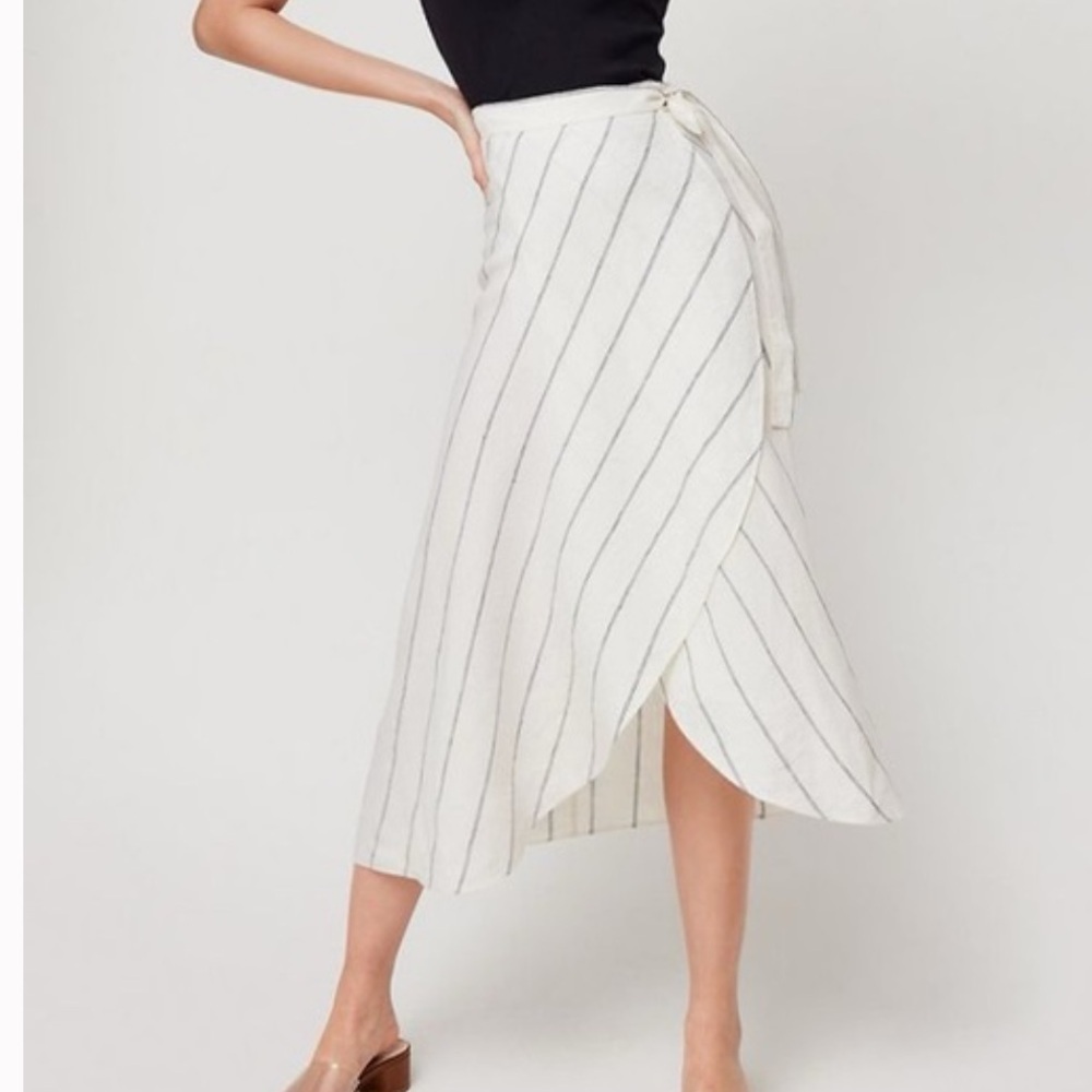 Aritzia Wilfred Eleta Skirt, color: white striped linen Size: Xs - Picture 2 of 11